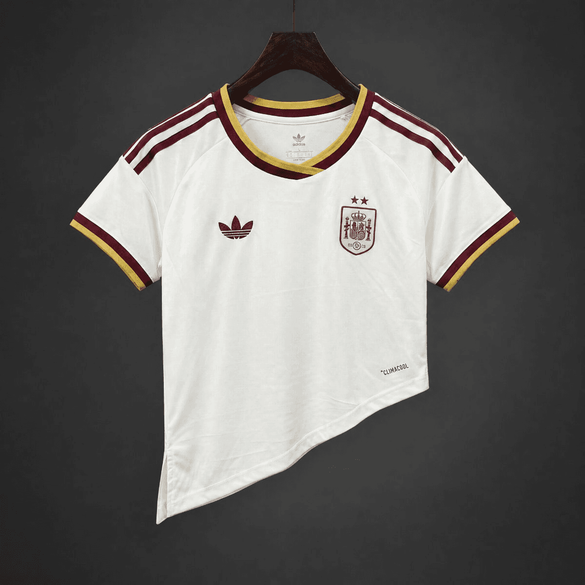 Camisola Espanha Feminina 2026 Secundária Bainha Assimétrica Crop Edição Especial